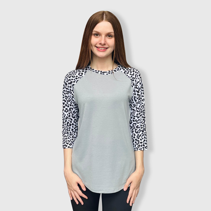 Cheetah Gray Black White Polyester Top