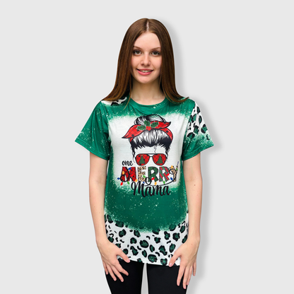 Merry Mama Green Cheetah Short Sleeve Top