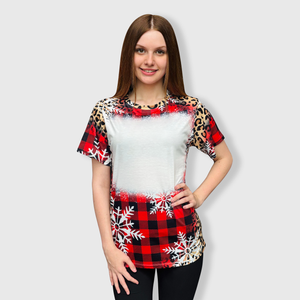 Buffalo Plaid Cheetah Snowflakes Blank Faux Bleached Top