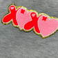 CP1029 - 'XOXO' Red Pink Heart Chenille Patch (Small)