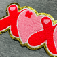 CP1029 - 'XOXO' Red Pink Heart Chenille Patch (Small)