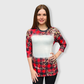 Buffalo Plaid Dark Cheetah Raglan Blank Faux Bleached Top