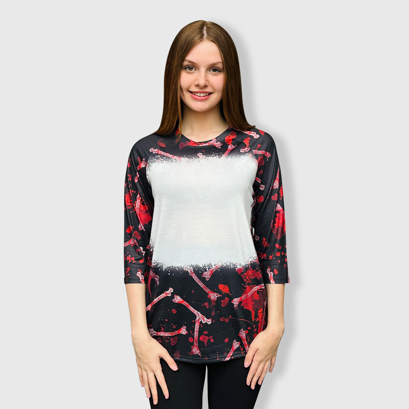 Halloween Raglan Blank Faux Bleached Top - HAW201