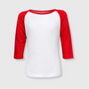 Kids Baseball Polyester Raglan Tee - White Body - White/Red