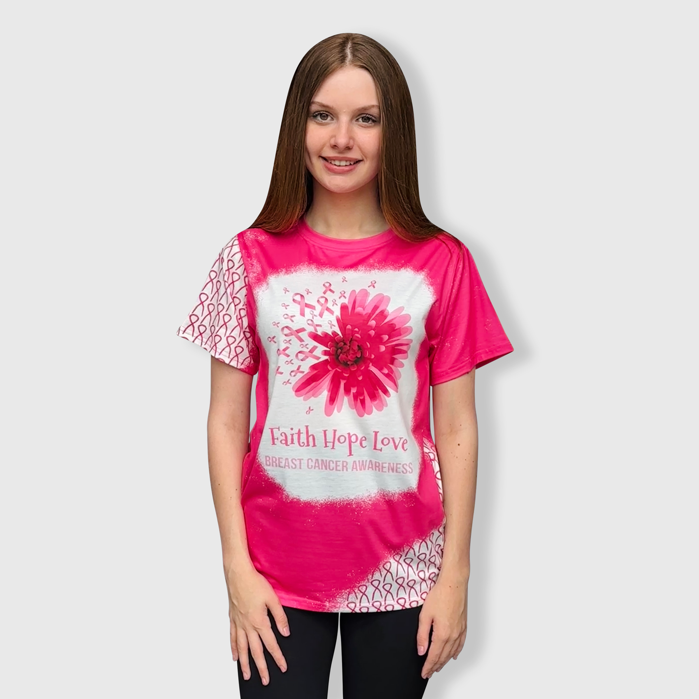 Breast Cancer 'Faith Hope Love' Bleached Top