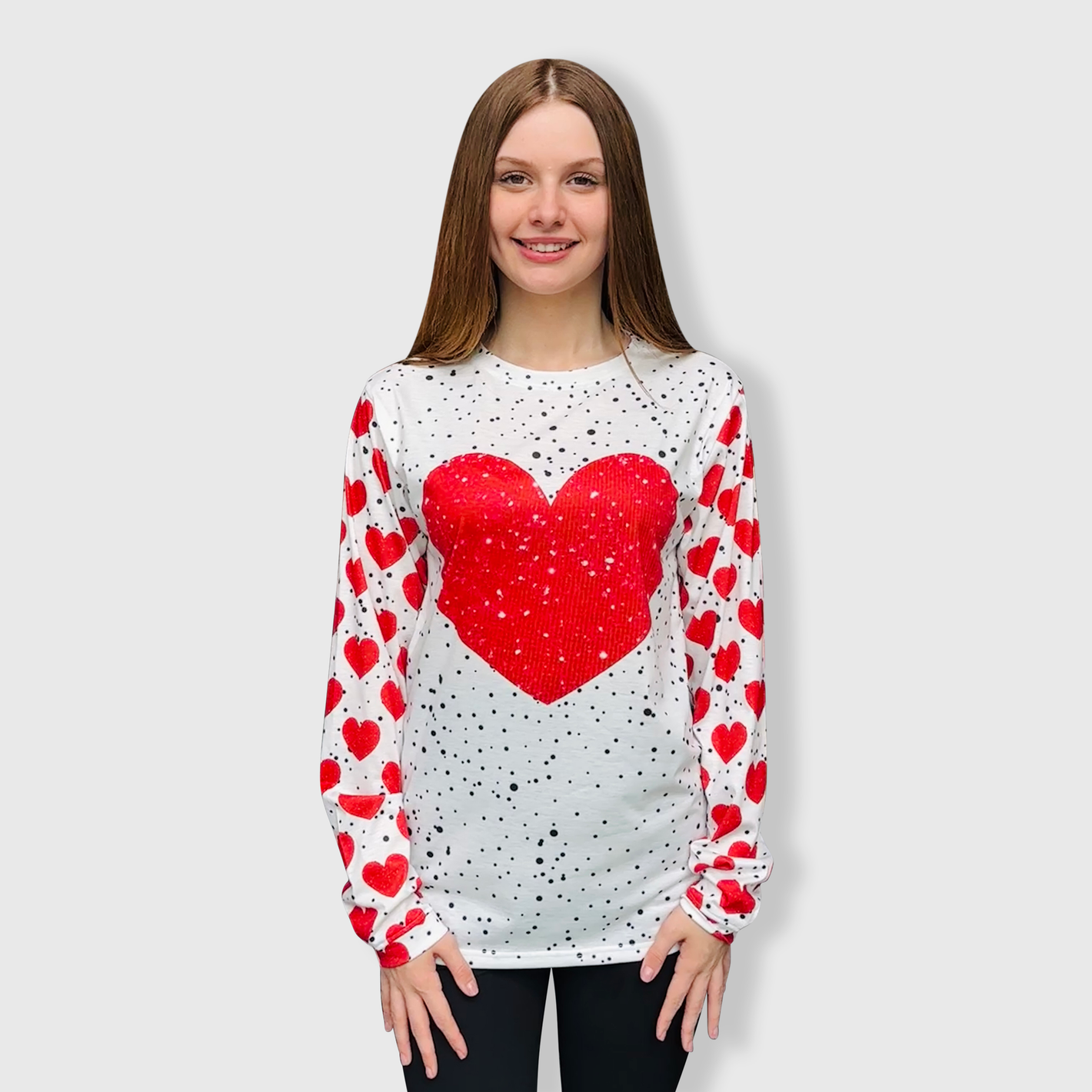 Red Heart Polka Dot White Top