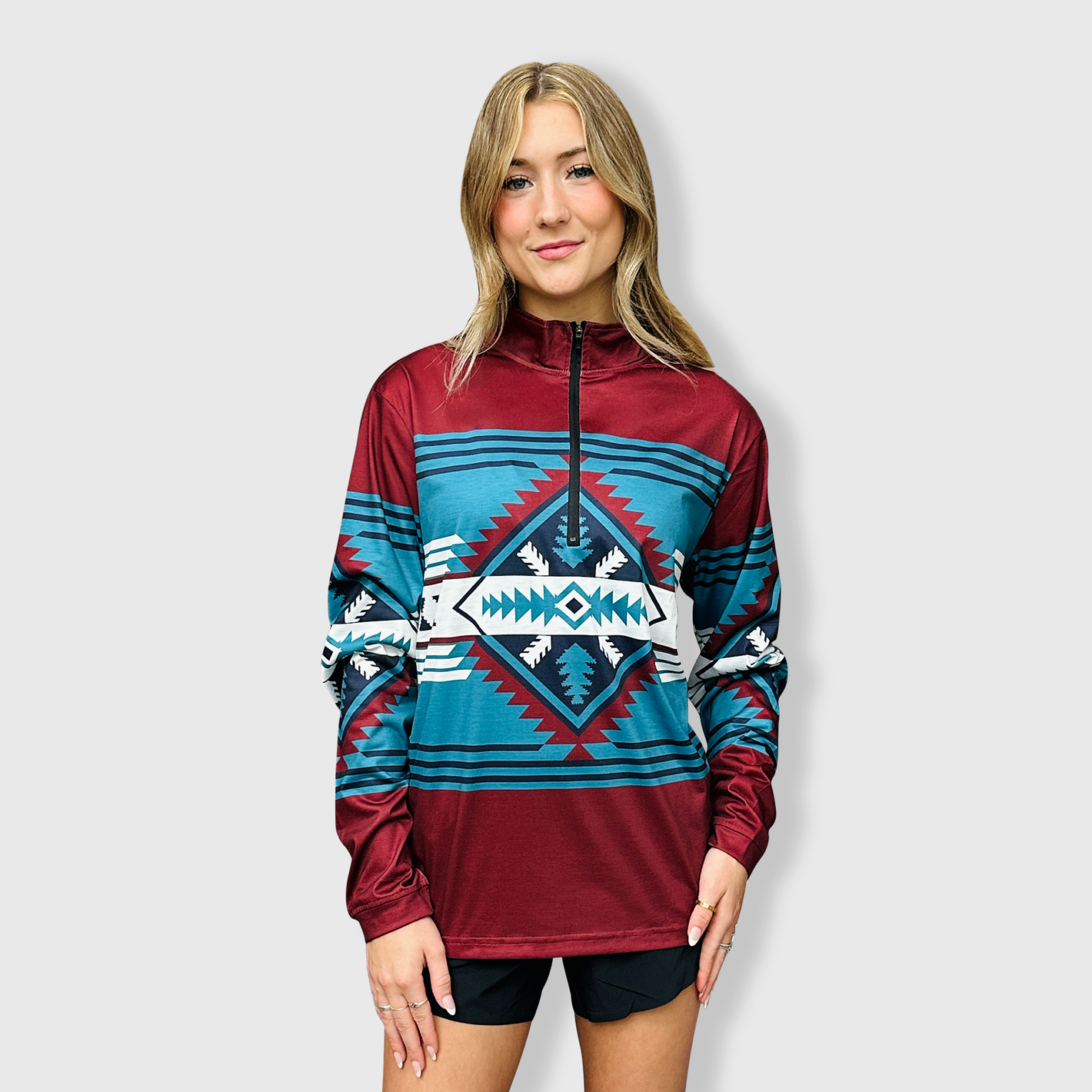 QZ1002 - Aztec Maroon Quarter Zip Top