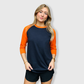 Adult Plain Raglan 3/4 T-Shirt - Navy Body