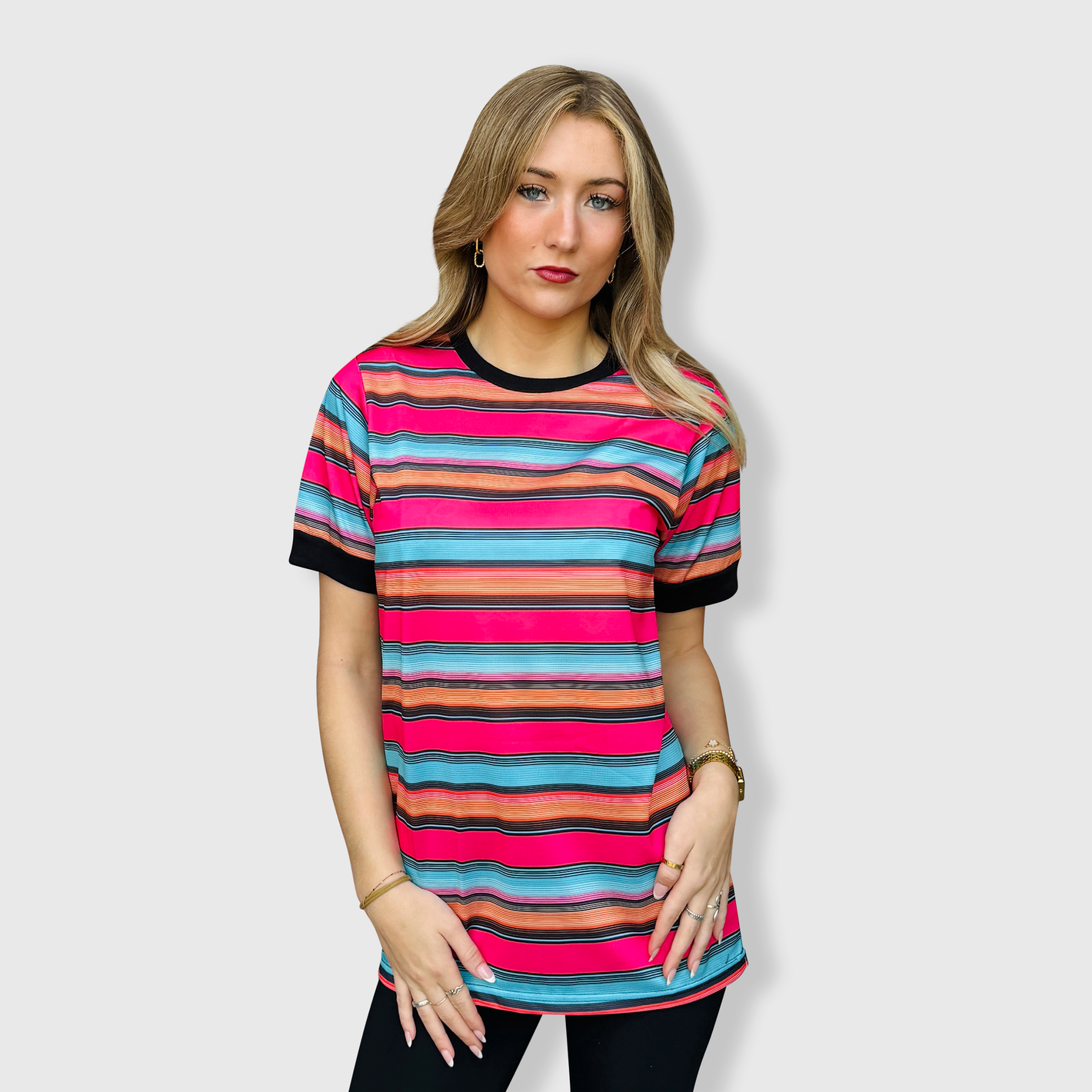 Serape Black Short Sleeve Top