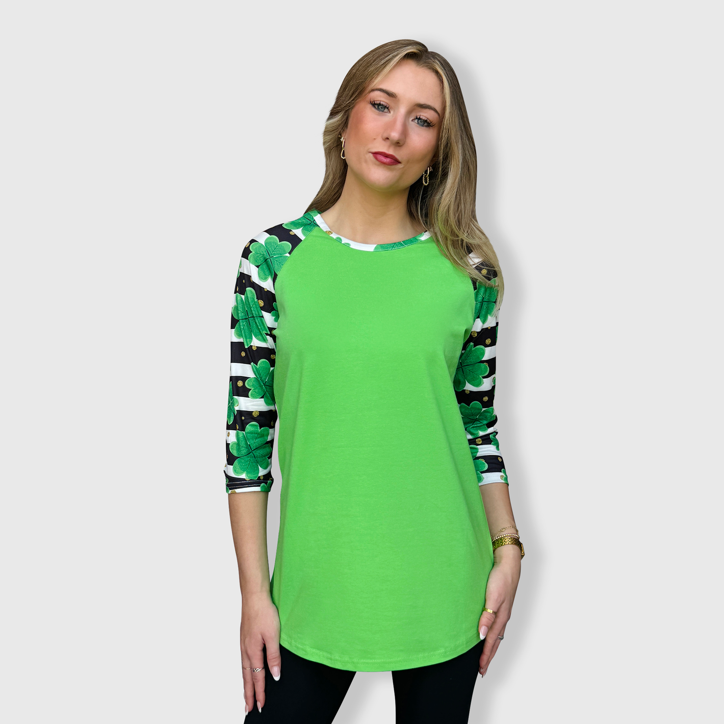 St. Patrick's Striped Clover Green Top