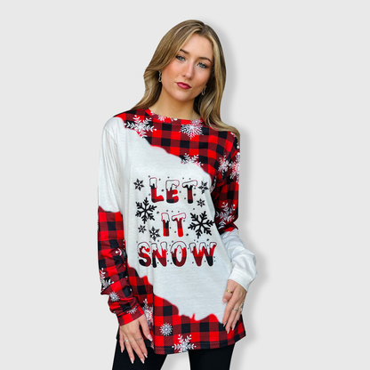 Let It Snow Buffalo Plaid Long Sleeve Top