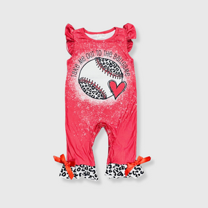 Baseball Red Cheetah Bleached Romper Kids