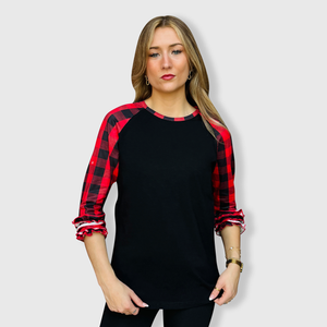 Buffalo Black Red Plaid Ruffle Adult