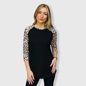 Cheetah Pumpkin Black Top