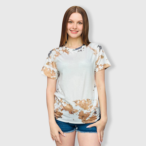 Reverse Cow Light Brown Blank Faux Bleached Top