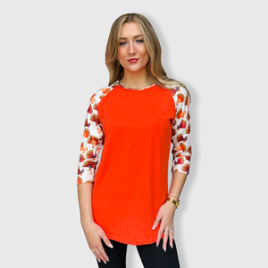 Turkey Thanksgiving Orange Raglan Top