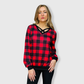 Crisscross V-Neck Red Plaid Top