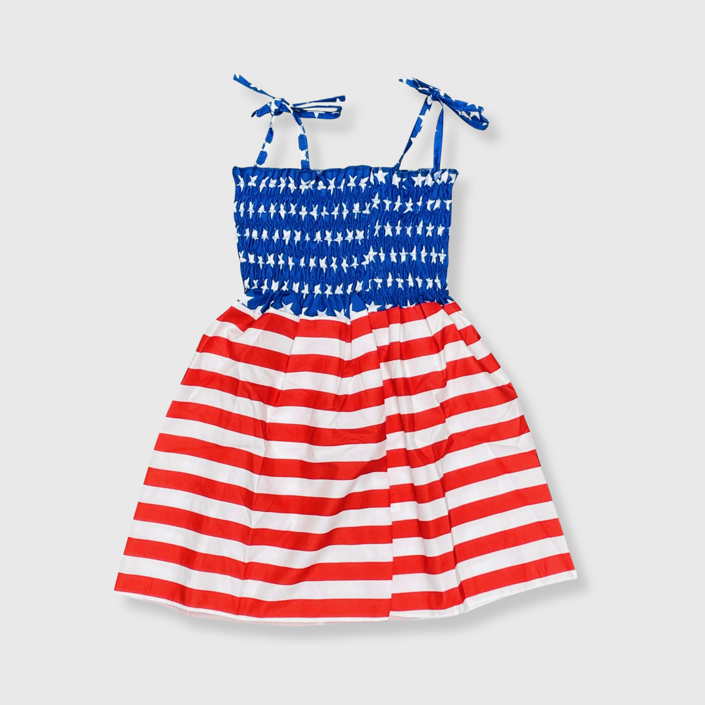 Girl's Ruched American Flag Sundress