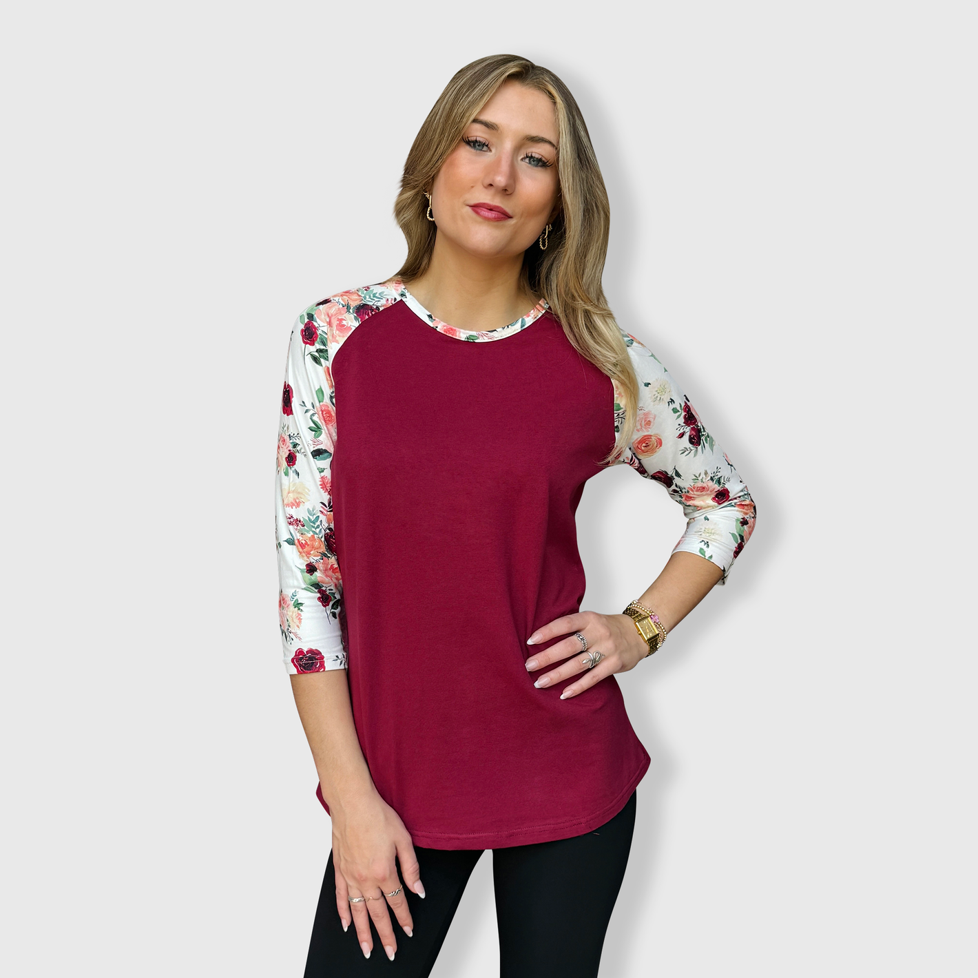 Floral Burgundy Top