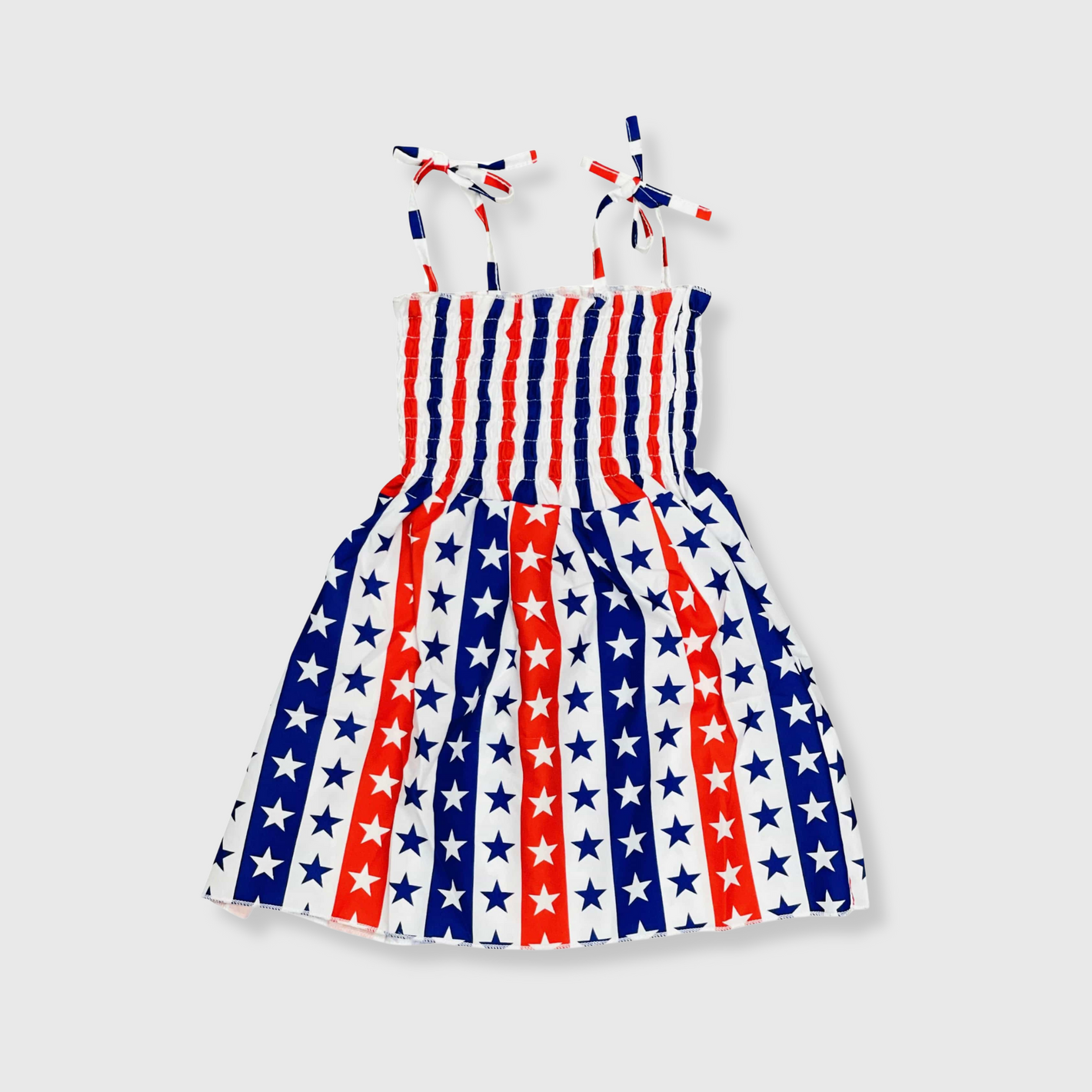 Girl's Ruched Stars & Stripes Sundress