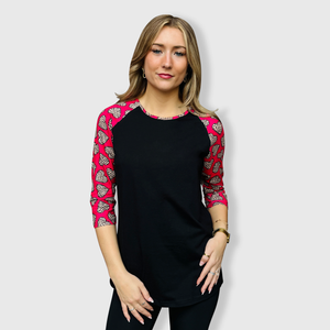 Cheetah Heart Black Pink Top