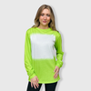 Faux Bleached Crewneck Long Sleeve Top - Yellow Green