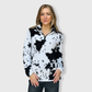 Cow Print Black White Sherpa Pullover Women