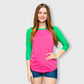 Adult Plain Raglan 3/4 T-Shirt - Pink Body