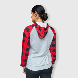 Buffalo Plaid Plain Raglan Hoodie