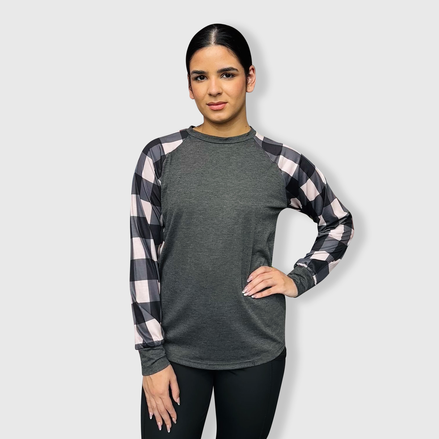 Plaid Tan Long Sleeves Polyester