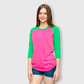 Adult Plain Raglan 3/4 T-Shirt - Pink Body