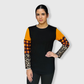 Color Block Cheetah Orange Plaid Top