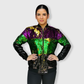 Mardi Gras Color Block Sequin Bomber Jacket