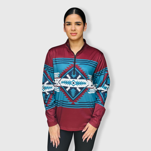 QZ1002 - Aztec Maroon Quarter Zip Top