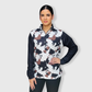 Cow Print Black Brown Quarter Zip Top