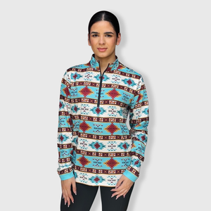 QZ1003 - Aztec Turquoise Quarter Zip Top