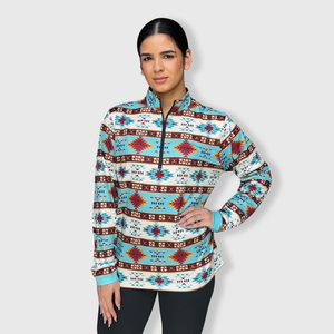 QZ1003 - Aztec Turquoise Quarter Zip Top