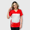 V-Neck FAUX Bleached Tees - Dark Red