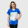 V-Neck FAUX Bleached Tees - Royal Blue