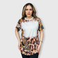 Sunflower Cheetah Dark Blank Faux Bleached Top