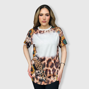 Sunflower Cheetah Dark Blank Faux Bleached Top