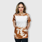 Brown Western Blank Faux Bleached Top