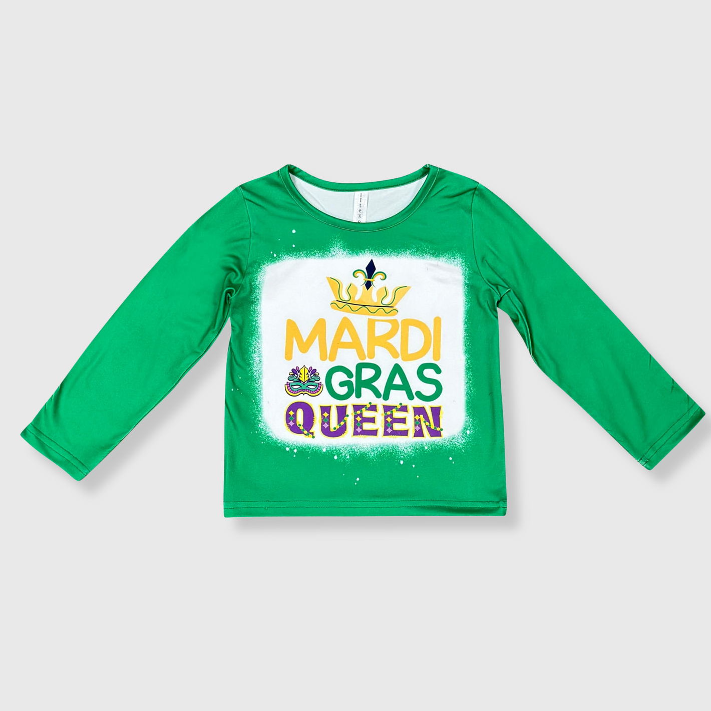 Mardi Gras Queen Green Kids Top