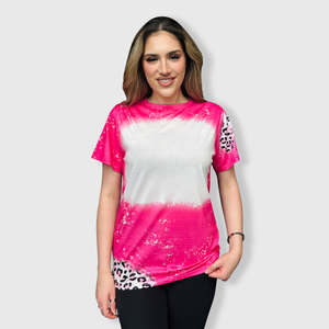 Cheetah Pink Blank Faux Bleached Top