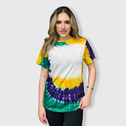 Mardi Gras Tie Dye Blank Faux Bleached Top