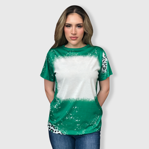 Cheetah Green Blank Faux Bleached Top