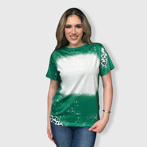 Cheetah Green Blank Faux Bleached Top