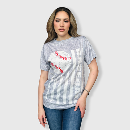 Baseball Striped Gray Top