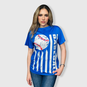 Baseball Striped Blue Top