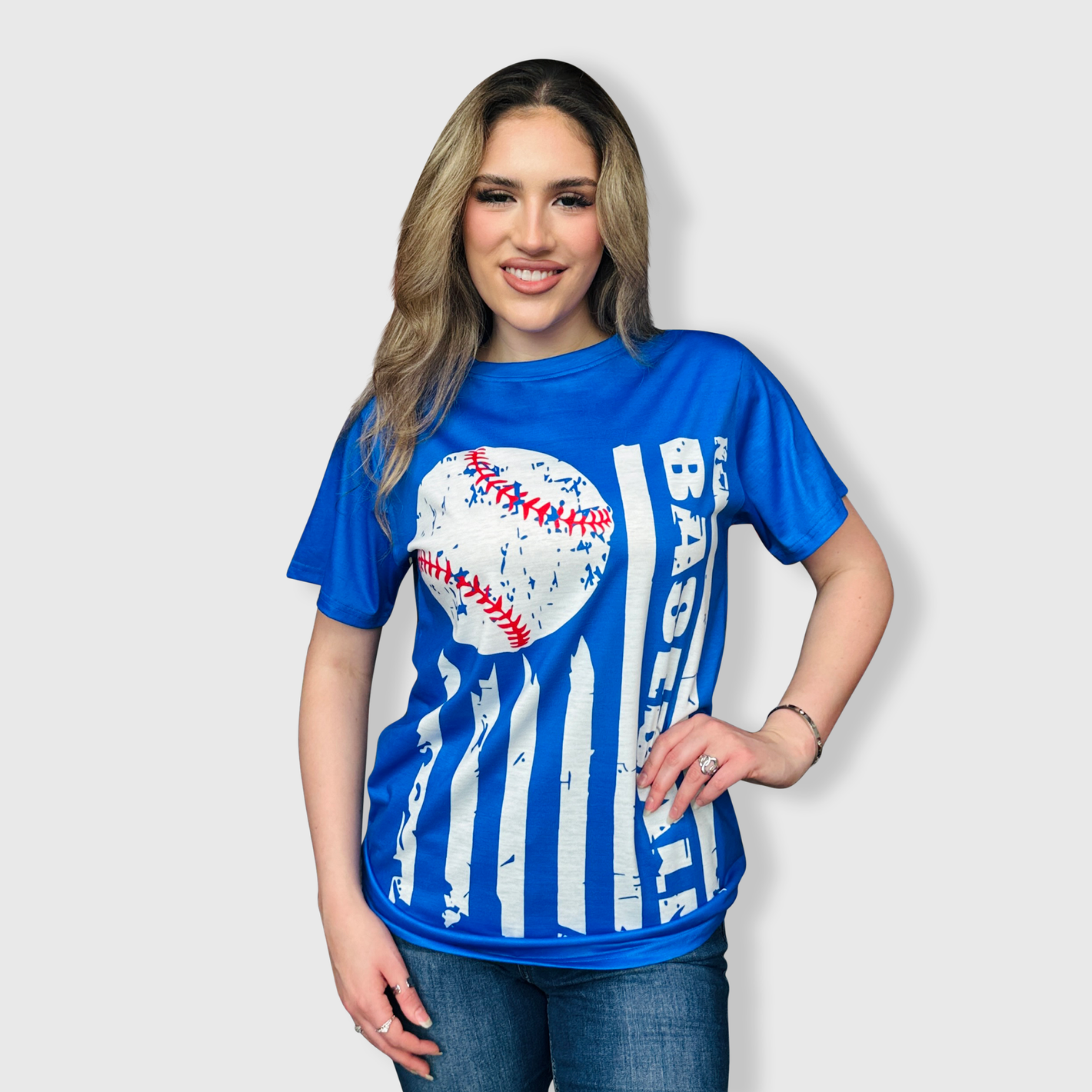 Baseball Striped Blue Top